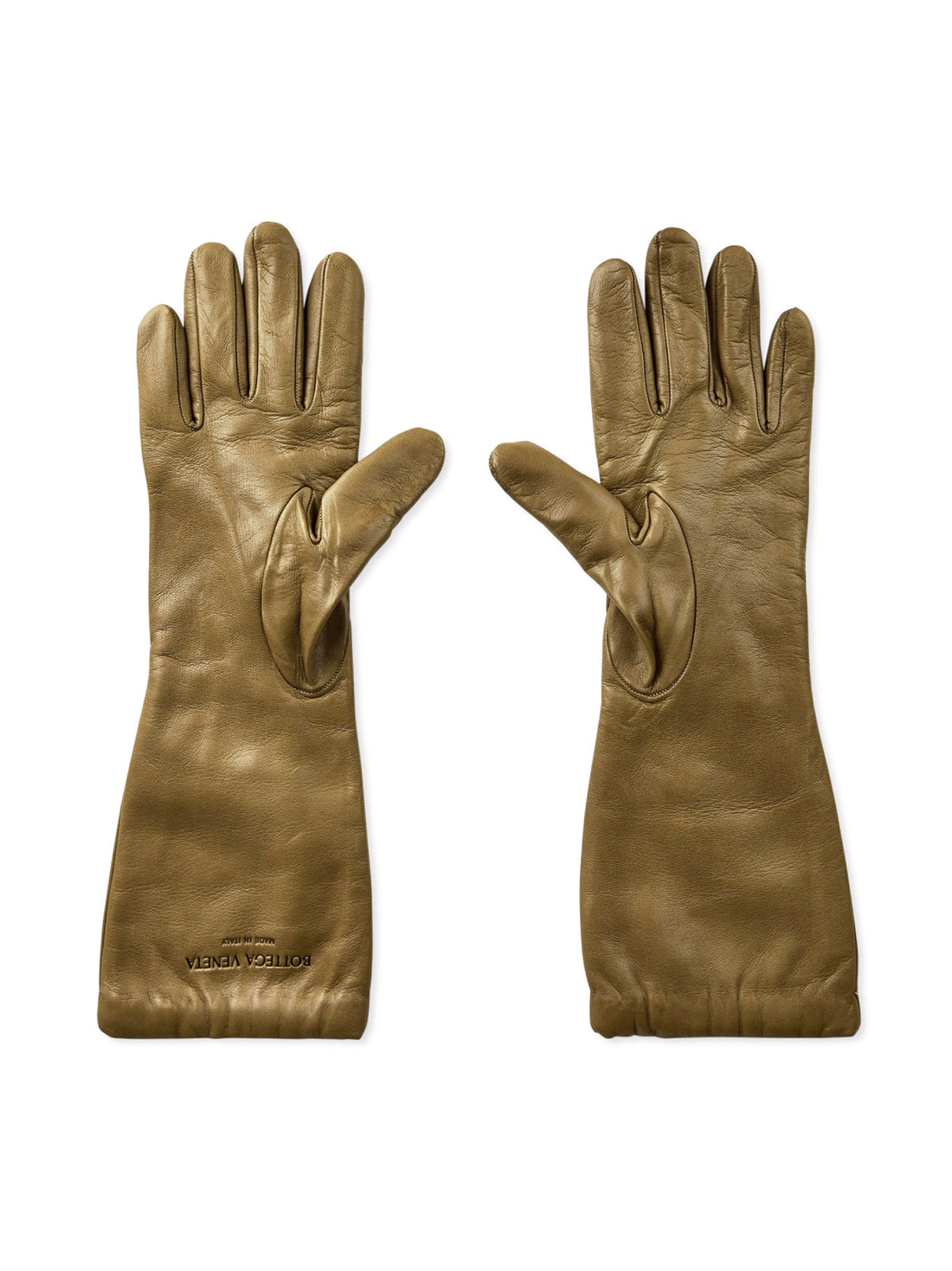 BOTTEGA VENETA Embossed Logo Leather Gloves for Women - FW24 Collection