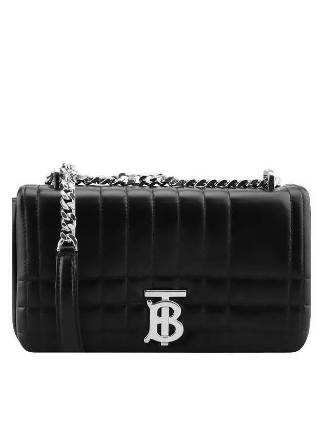 Burberry Lola Silver Quilted Shoulder Bag Black