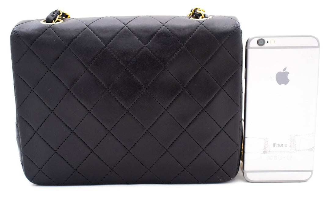 CHANEL Mini Square Small Chain Shoulder Bag Crossbody Black Quilt k85