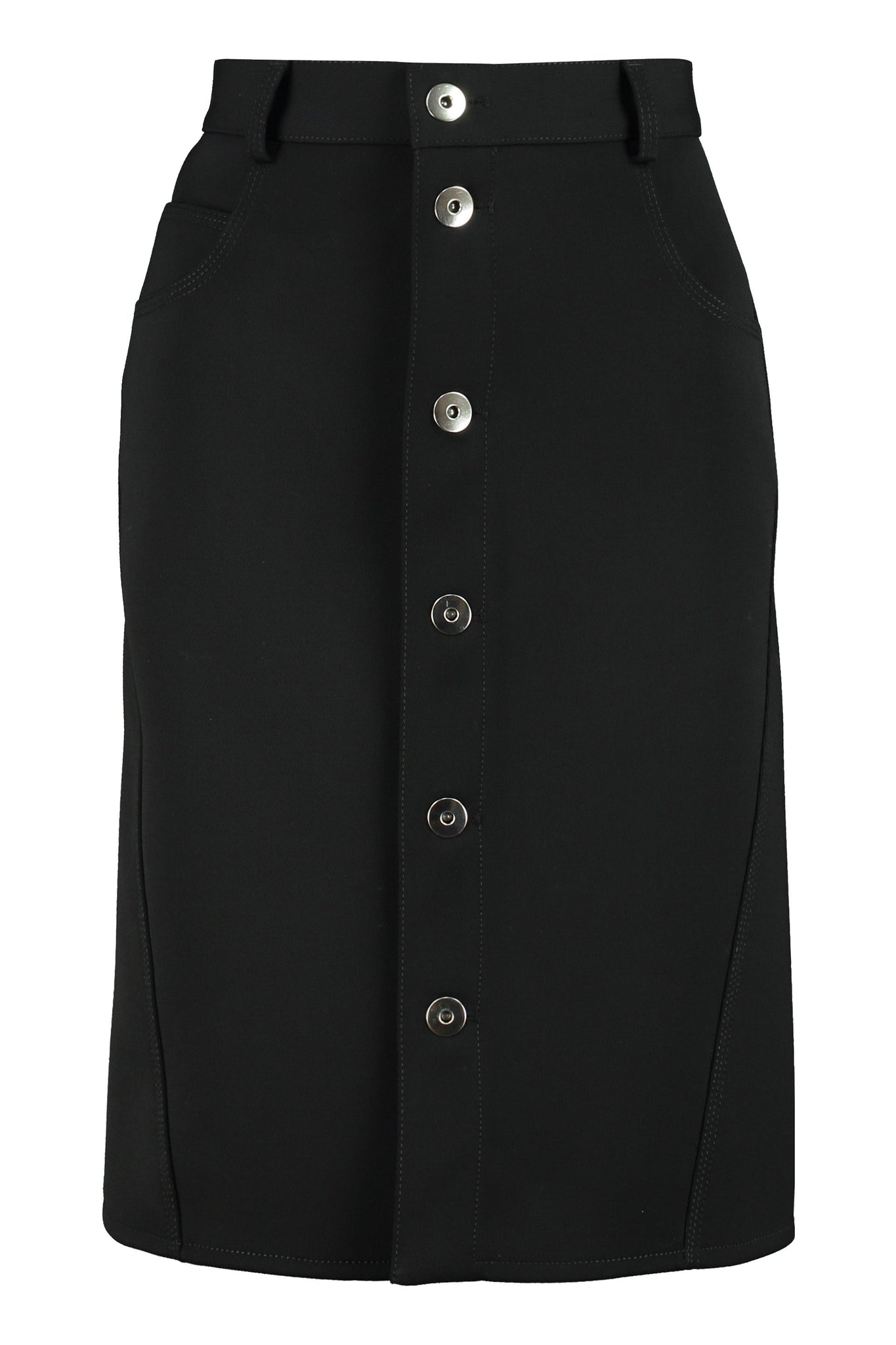 BOTTEGA VENETA Stretch Wool Skirt with Front Button Fastening