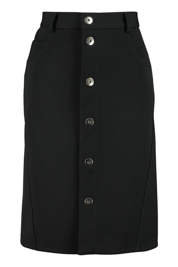 BOTTEGA VENETA Stretch Wool Skirt with Front Button Fastening