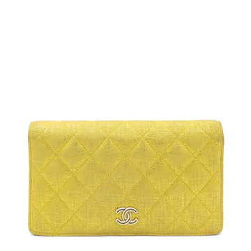 Chanel Calfskin Quilted Yen Wallet Textured Gold