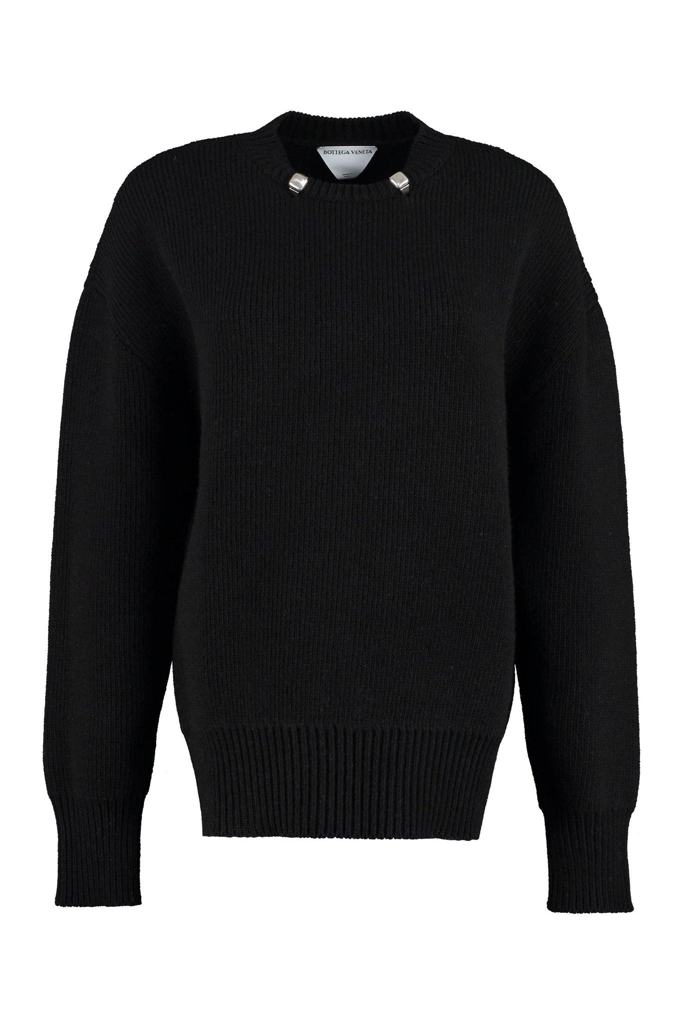 BOTTEGA VENETA Elegant Women's Wool Crew-Neck Pullover with Decorative Details