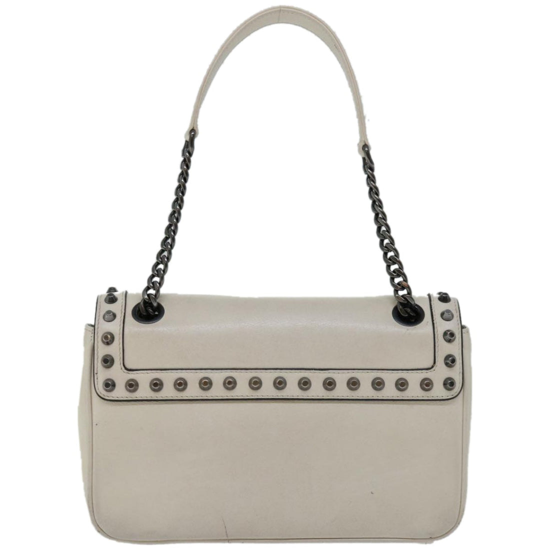 PRADA Chain Shoulder Bag Leather Ivory 66873