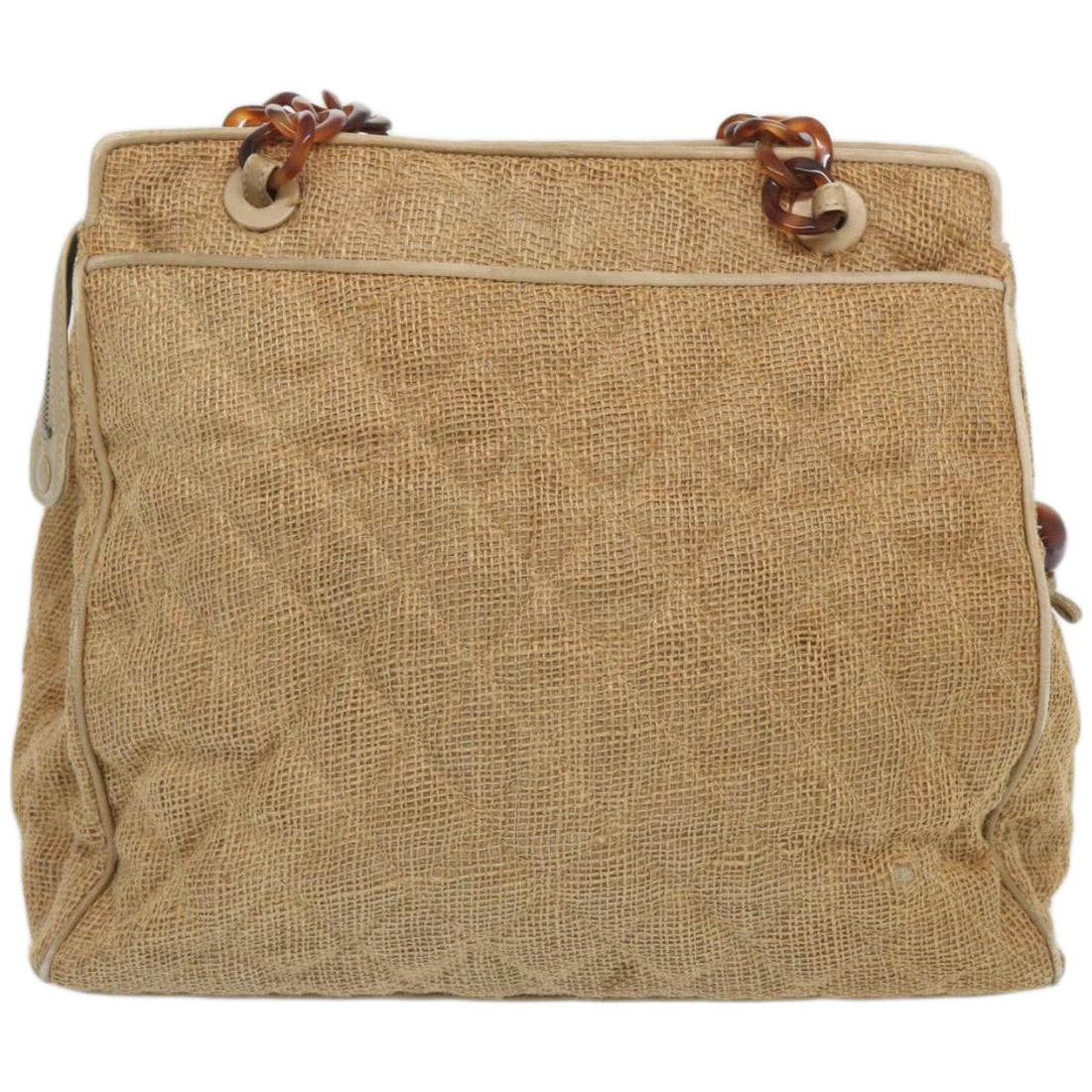 Top Quality Chanel Matelasse Tote Bag Straw Brown CC Auth 66963