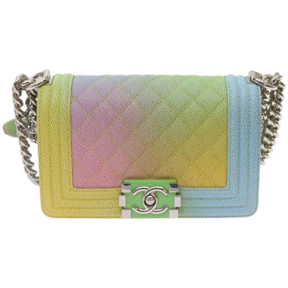Top Quality Chanel Matelasse Boy  Shoulder Bag Caviar Skin Multicolor CC Auth 66965S