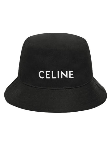 CELINE Embroidered Logo Bucket Hat Black
