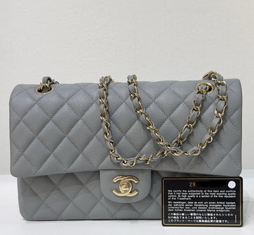 Chanel Medium Caviar Quilted Double Flap Bag Grey LGHW