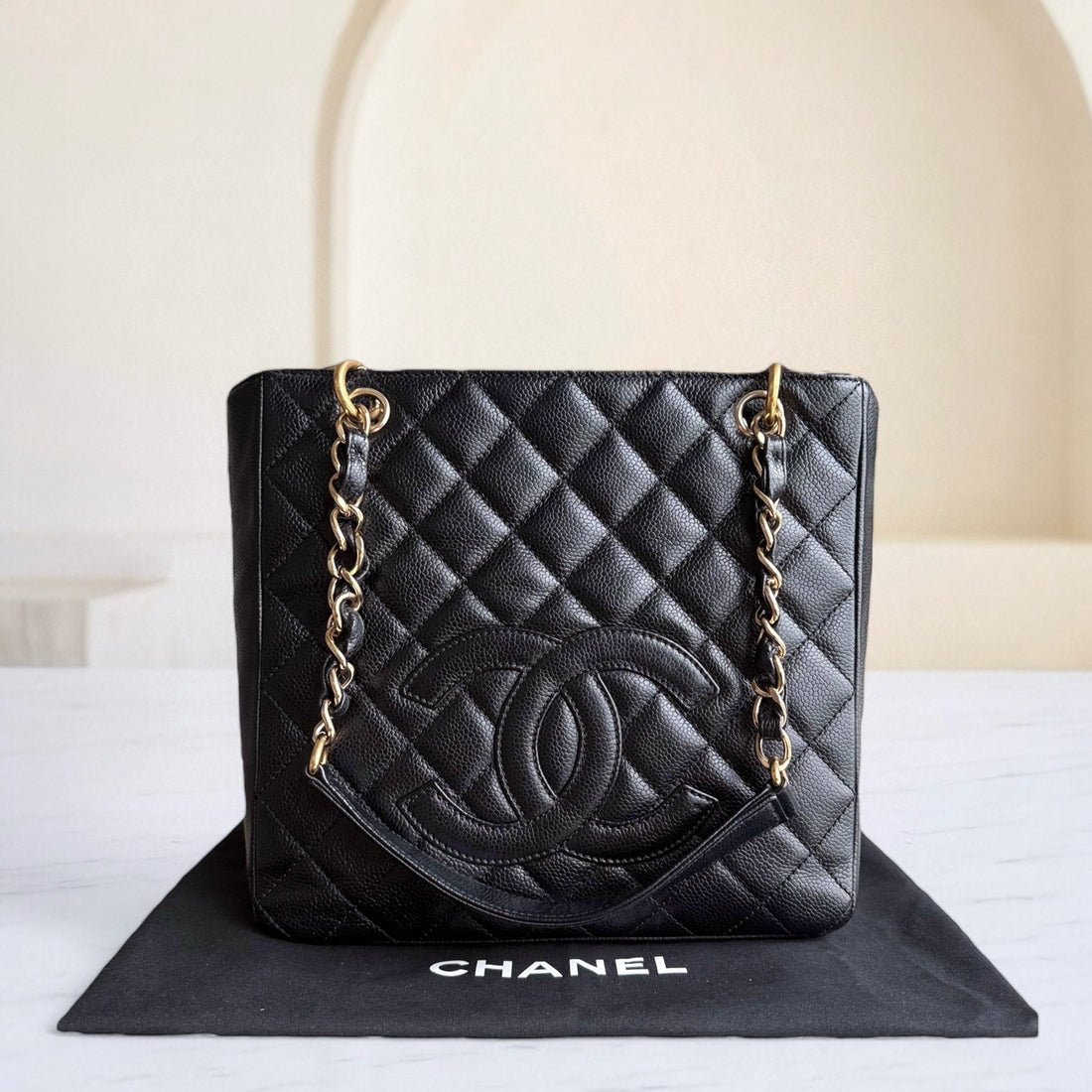 Chanel PST Petite Shopping Tote - Caviar Quilted Grained Calfskin Black Gold Hardware Series 11