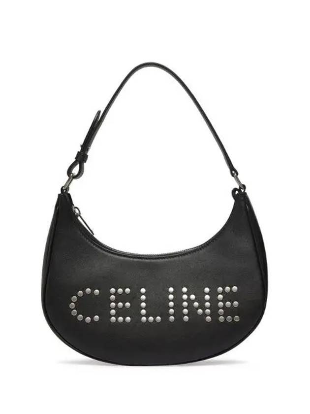 CELINE Studded Logo Ava Medium Shoulder Bag Black