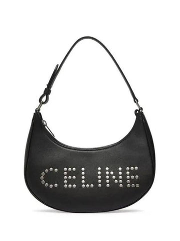 CELINE Studded Logo Ava Medium Shoulder Bag Black