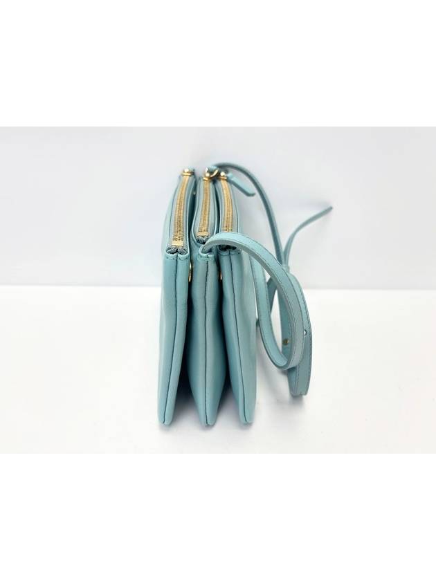CELINE Baby blue mint trio bag 3 stage zipper cross 4VCEB21489