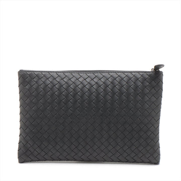 Bottega Veneta  Intrecciato Leather Clutch Bag Black