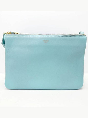 CELINE Baby blue mint trio bag 3 stage zipper cross 4VCEB21489