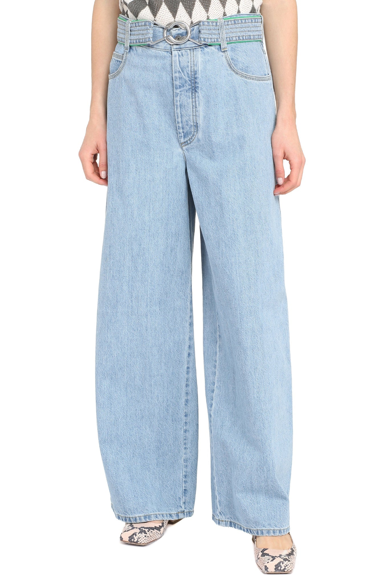 BOTTEGA VENETA Stylish Wide-Leg Denim Jeans with Removable Belt