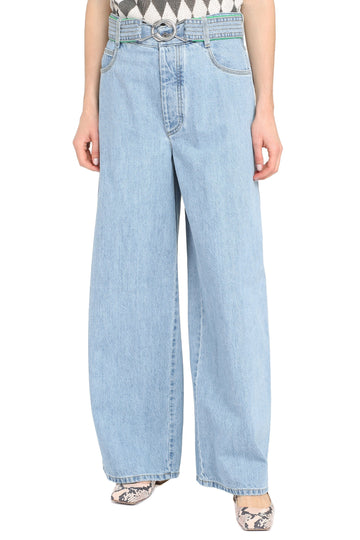 BOTTEGA VENETA Stylish Wide-Leg Denim Jeans with Removable Belt