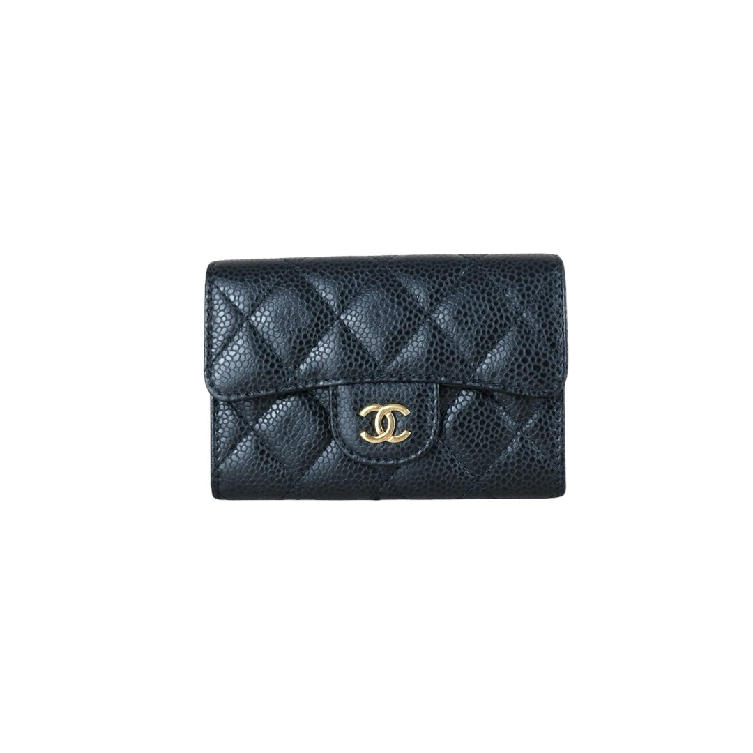 Very Good ( Rank A) ?CHANEL Caviar Skin Calf Leather  Card Holder Black Made In 2019 Year?X25070606