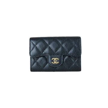Very Good ( Rank A) ?CHANEL Caviar Skin Calf Leather  Card Holder Black Made In 2019 Year?X25070606