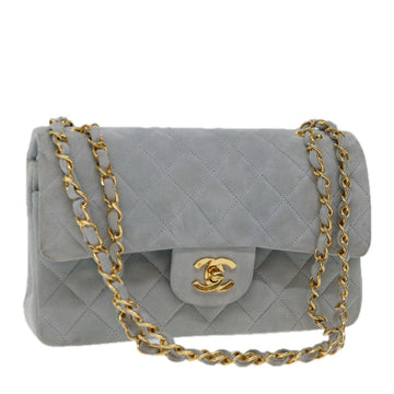 Top Quality Chanel Matelasse Chain Shoulder Bag Suede Light Blue CC Auth 69060A