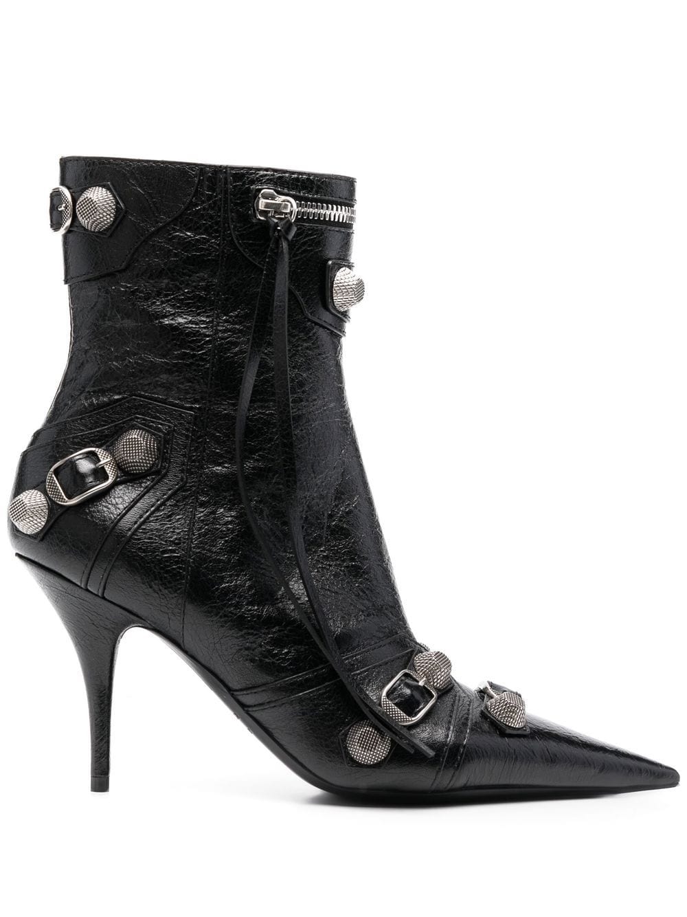 BALENCIAGA Mini Crinkled Leather Ankle Boots with Stiletto Heel