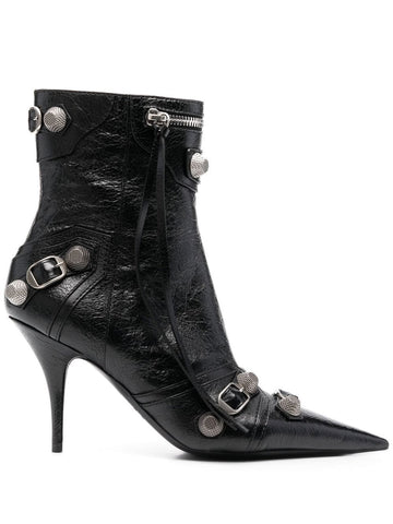 BALENCIAGA Mini Crinkled Leather Ankle Boots with Stiletto Heel
