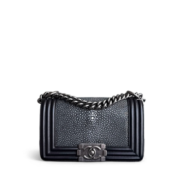 Chanel Boy Small Exotic Limited Edition - Stingray Black Ruthenium Silver Hardware Series 18