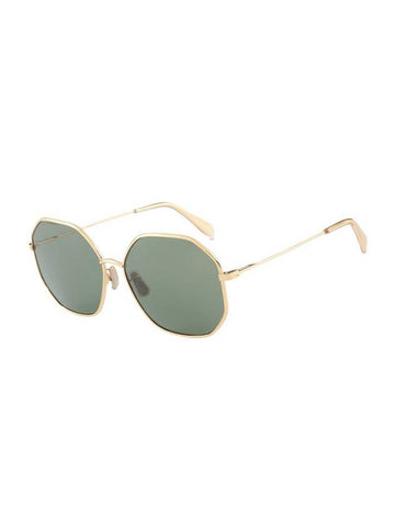 CELINE Eyewear Geometric Metal Sunglasses Green Gold