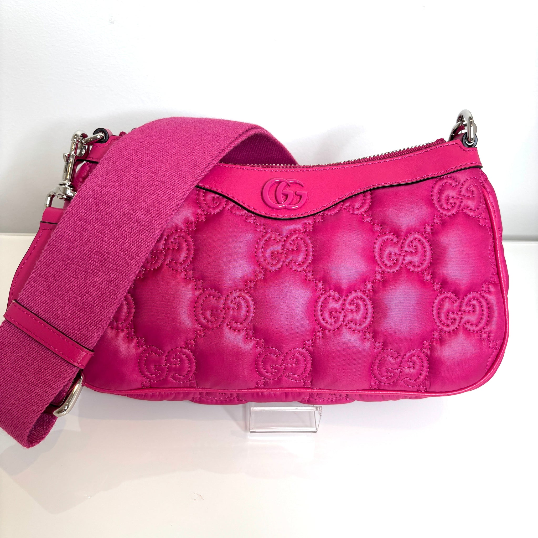 Gucci GG Matelasse Nylon/Leather Pink Crossbody/Shoulder Bag