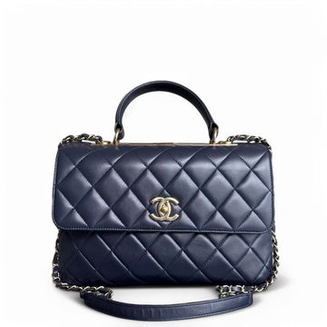Chanel Trendy CC Large - Quilted Lambskin 30CM Navy Blue Gold Hardware Series 23