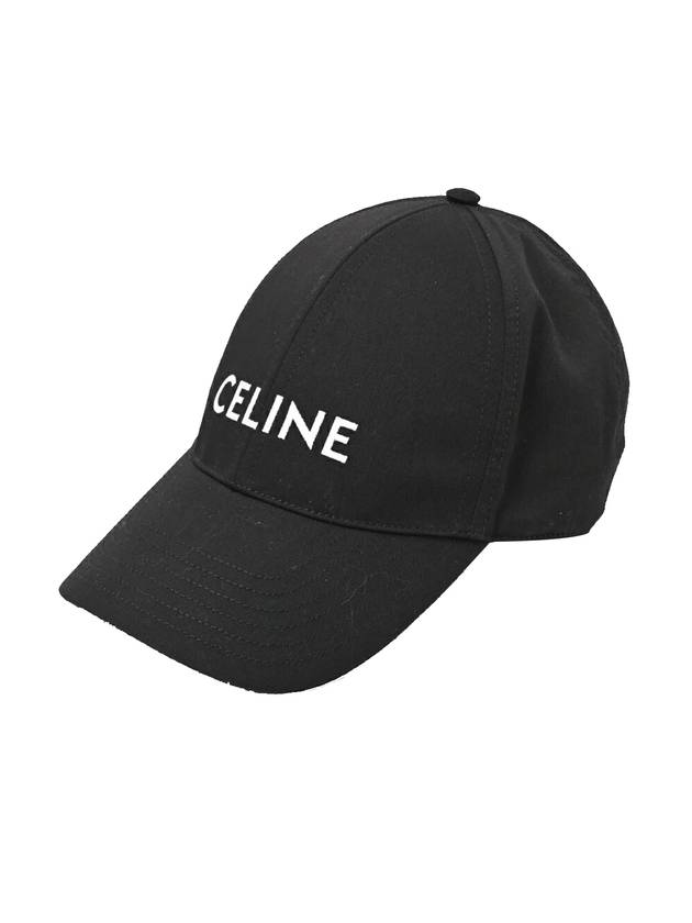 CELINE Embroidered Logo Cotton Ball Cap Black