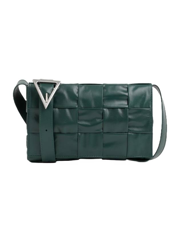 Bottega Veneta Intrecciato Triangle Buckle Cassette Cross Bag Dark Green