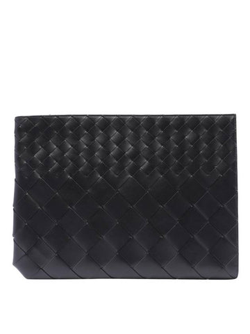 Bottega Veneta Intrecciato Clutch Bag Black