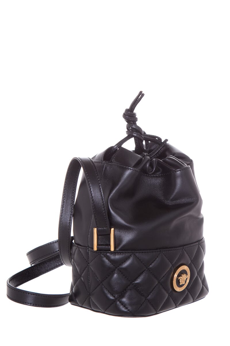 Versace La Medusa Black Quilted Nappa Leather Bucket Bag