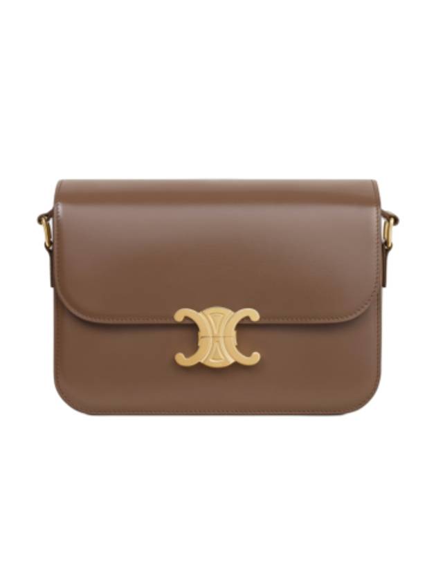 CELINE ClassiqueTriomphe Shiny Calfskin Shoulder Bag Glazed Brown