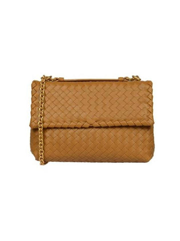 Bottega Veneta Intrecciato Leather Shoulder Bag Camel