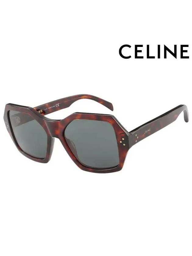 CELINE Eyewear Logo Square Acetate Sunglasses Havana