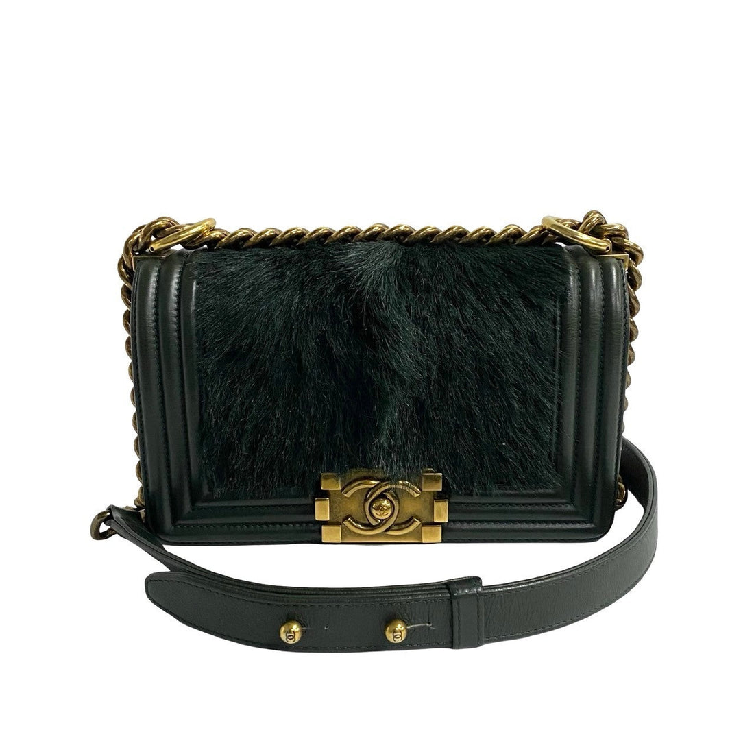 Chanel Boy Chanel Matelasse Rabbit Fur Lambskin Shoulder Bag