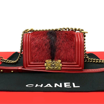 Chanel Boy Chanel Leather Rabbit Fur Shoulder Bag