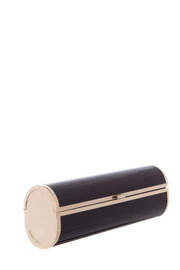 Jimmy Choo Black & Gold Cylinder Clutch