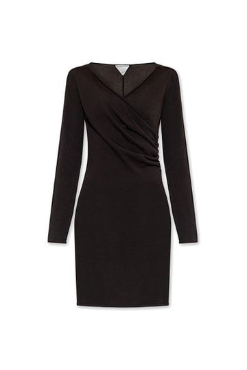 BOTTEGA VENETA Mini Viscose Dress with Crossed V-Neck - Size S