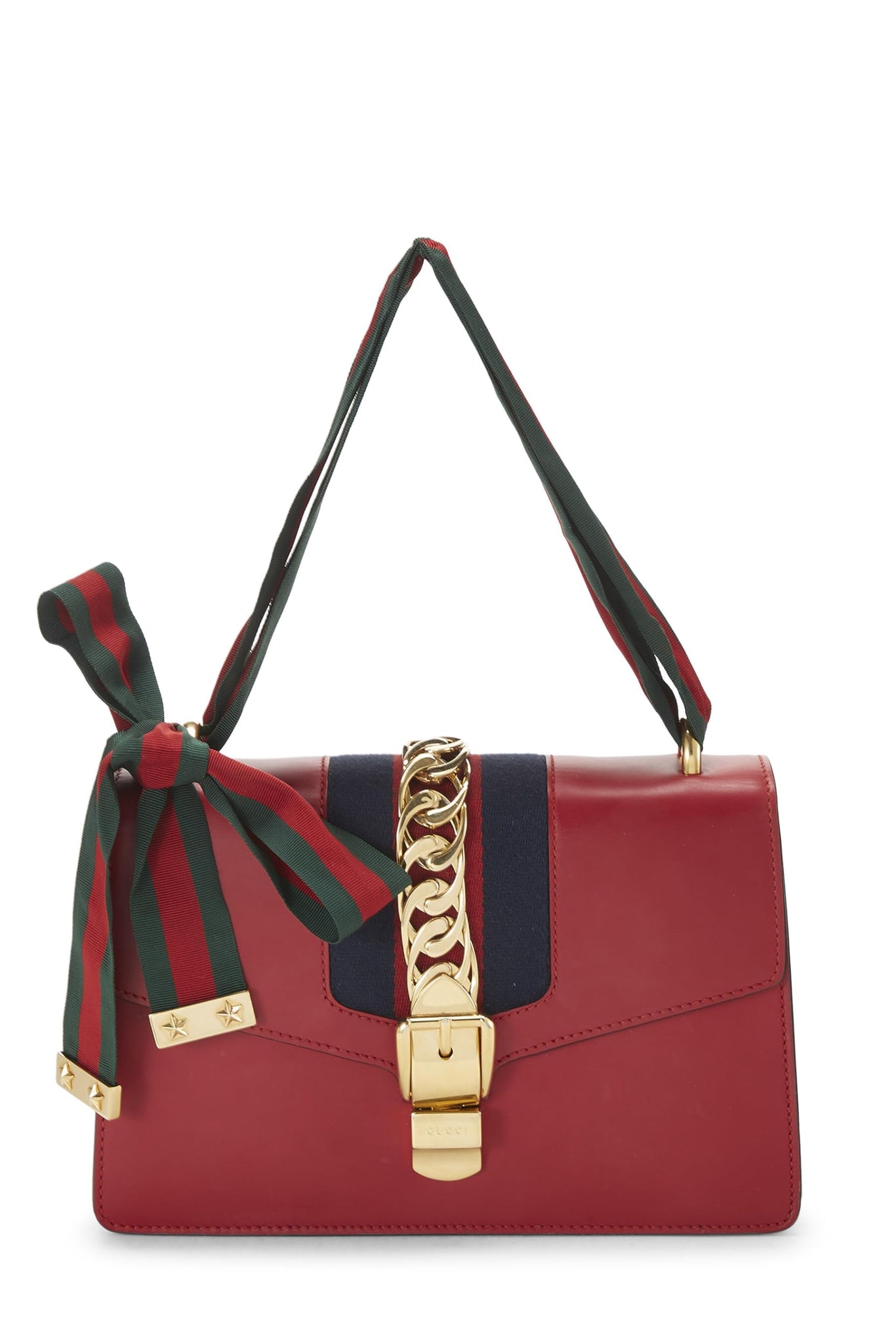 Gucci, Red Leather Sylvie Shoulder Bag, Red