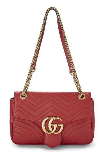 Gucci, Red Leather GG Marmont Matelassé Shoulder Bag, Red