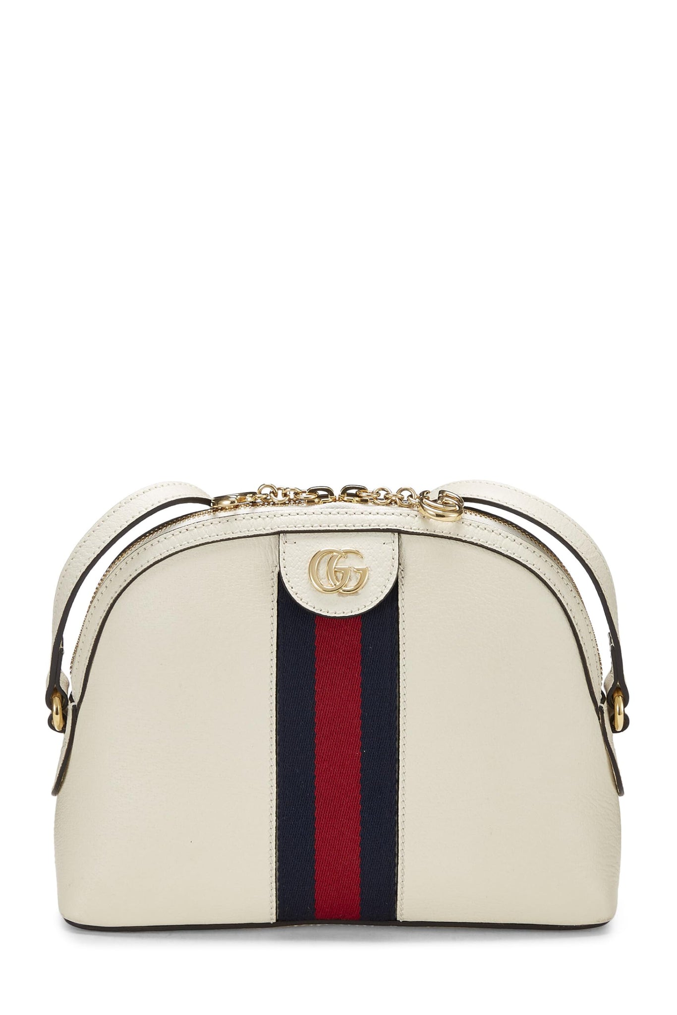 Gucci, White Leather Ophidia Dome Shoulder Bag, White
