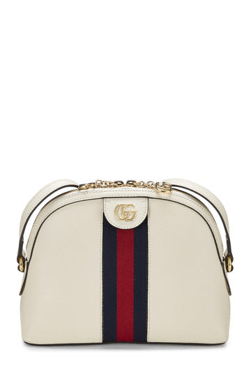 Gucci, White Leather Ophidia Dome Shoulder Bag, White