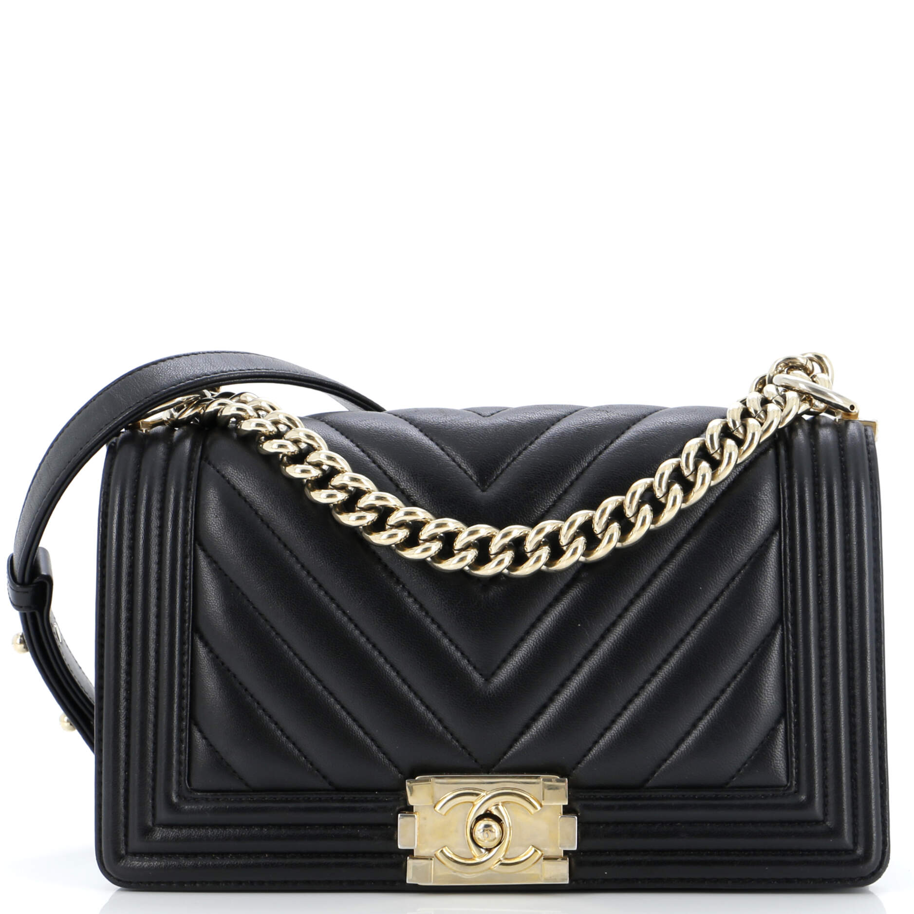 CHANEL Boy Flap Bag Chevron Calfskin Old Medium