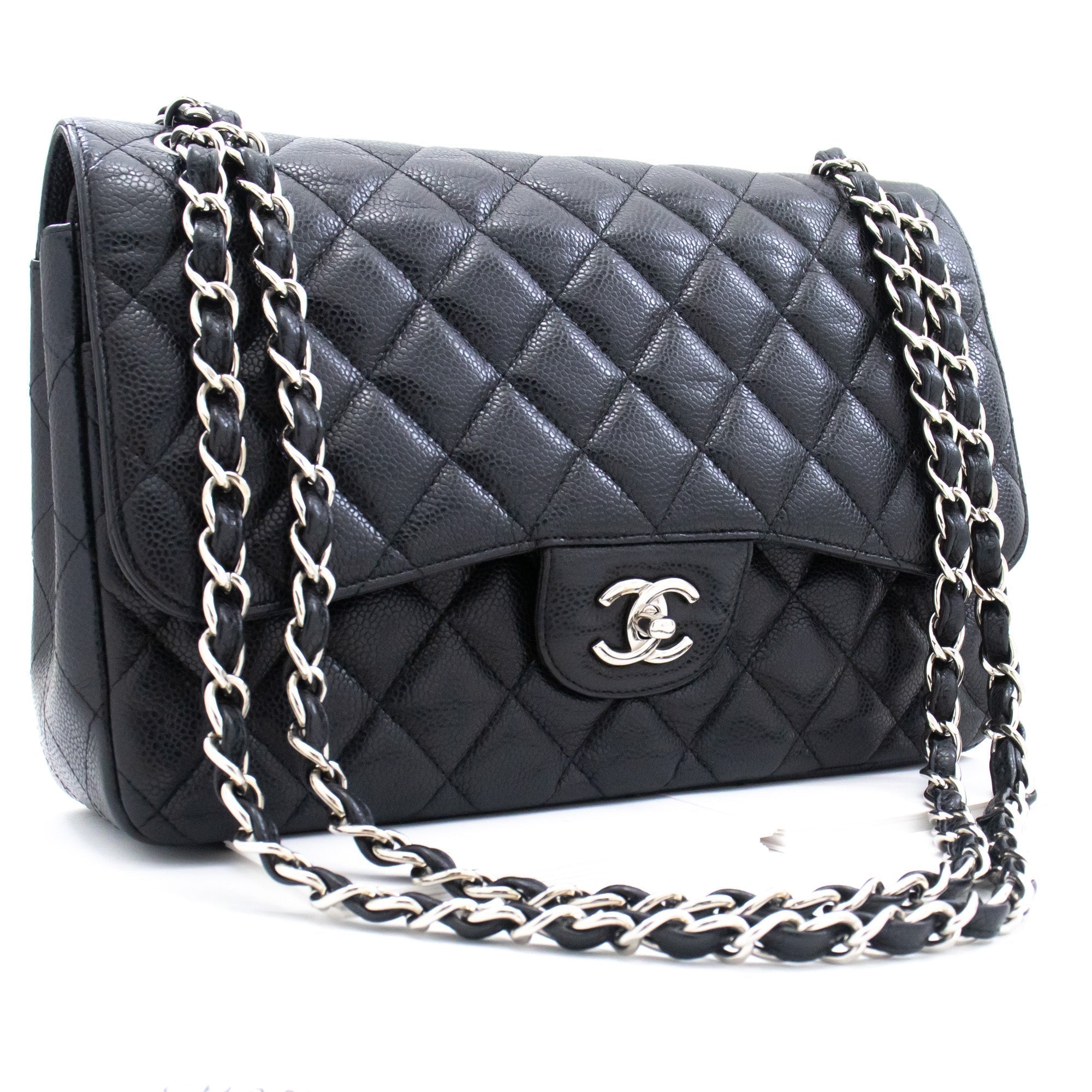 Top Quality Chanel Grained Calfskin Large Chain Shoulder Bag W New SV Classic