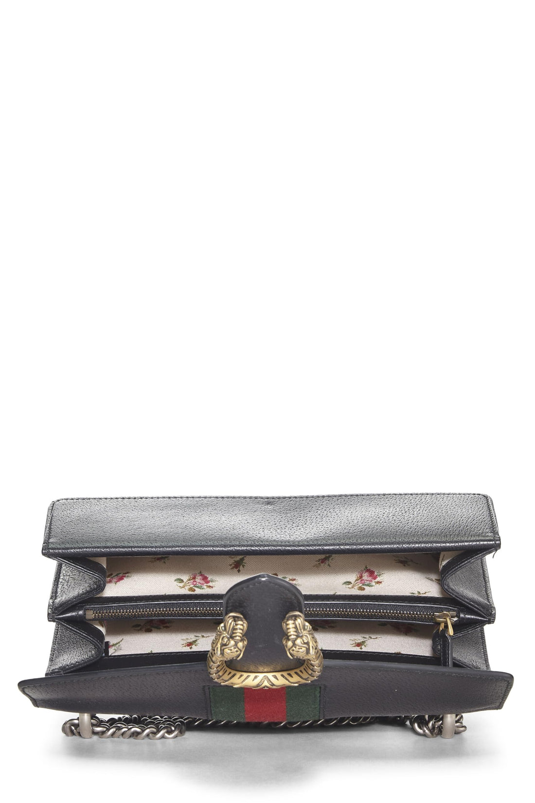 Gucci, Black Leather Dionysus Web Shoulder Bag Small, Black