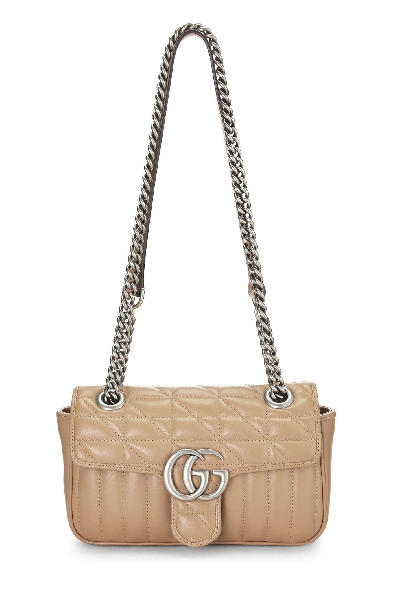 Gucci, Beige Leather GG Marmont Shoulder Bag, Beige