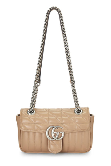 Gucci, Beige Leather GG Marmont Shoulder Bag, Beige