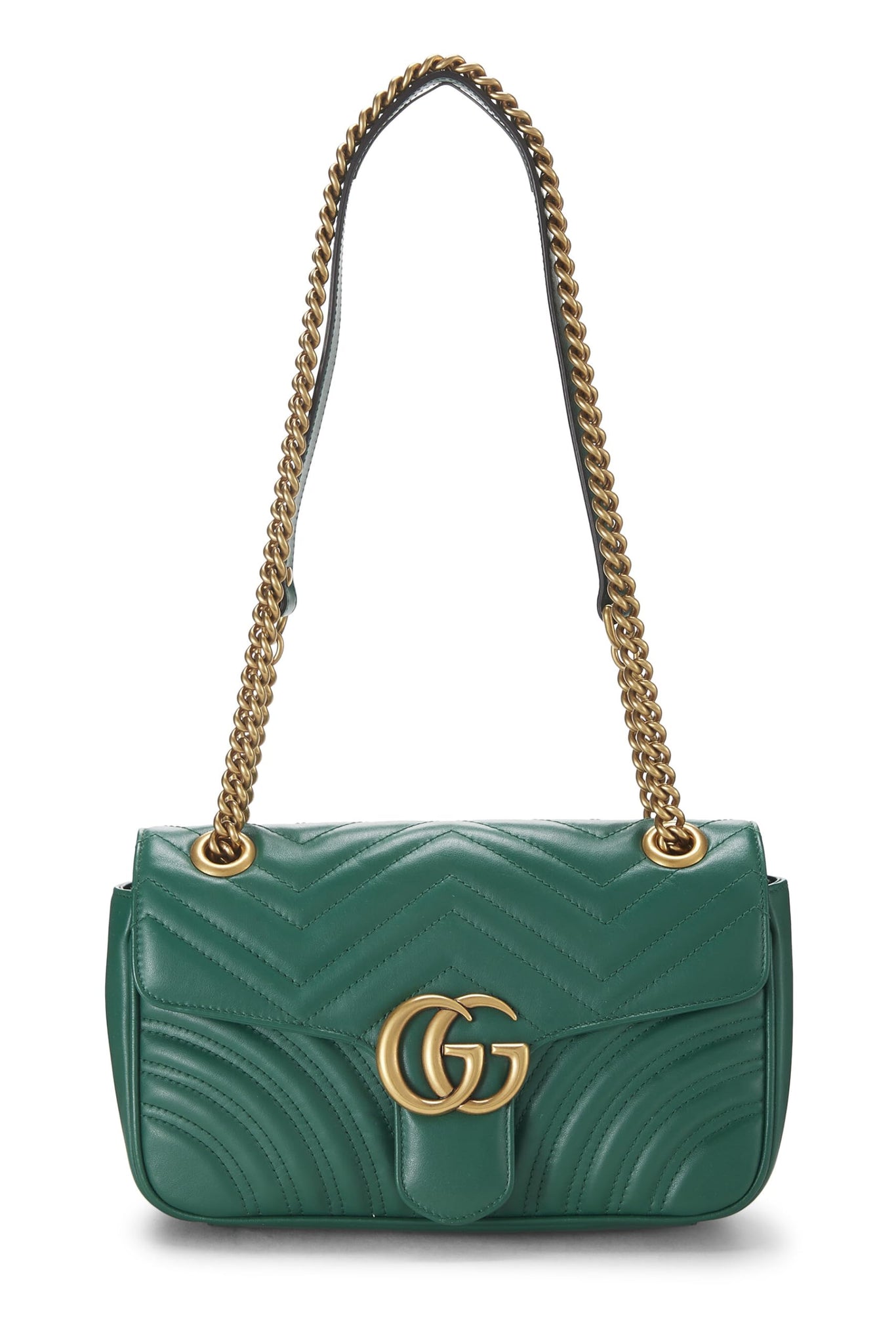 Gucci, Green Leather GG Marmont Shoulder Bag Small, Green
